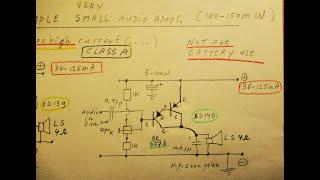 Two too simple 150 mW class A audio amps with 2 transistors, usable on 3 Volt at 125 mA constant