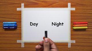 How to draw Day and Night  | Easy Day and Night drawing for beginners | easy drawing tutorial