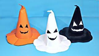 How To Make Scary Paper Witch Hat with Ghost Face //  Handmade Decor Idea For Halloween