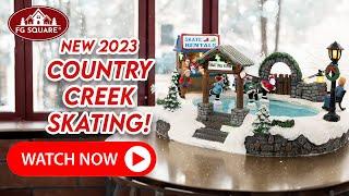 Country Creek Skating Village - Animated Christmas Decor with Music | FG Square Villages