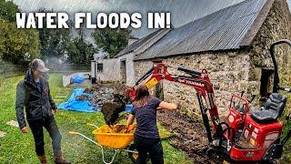 Excavation begins at our remote Irish cottage - DIY renovation of stone house.