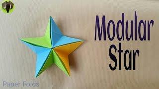 Origami Tutorial to make an easy Paper "Modular Star  " - Diwali and Christmas decorations 