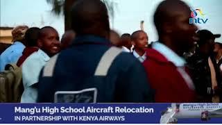 Students celebrate the arrival of the decommissioned Boeing 737-700 aircraft at Mang'u High School