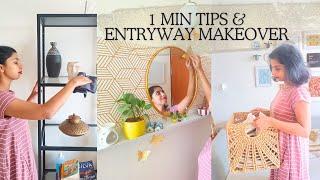 1 Minute Tips & Tricks To Clean & Organize Your Home I Get Inspired By My Festive Entryway Makeover