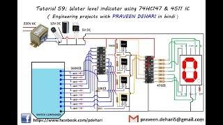 Water level indicator using 74HC147 & 4511 IC : Tutorial 59