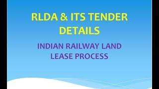 RLDA & ITS TENDERS, LAND Lease, Railways Land, MFC, Station Redevelopment, Colony Development,