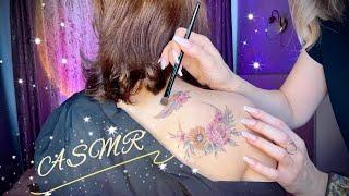 АСМР, Трейсинг/Обводка и Раскраска ТАТУ, Близкий Шепот / GENTLE ASMR,  tattoo tracing