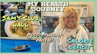 VLOG //  MY HEALTH JOURNEY //  WHAT I EAT IN A DAY! + SAM'S CLUB GROCERY HAUL + PESTO SHRIMP PASTA!!