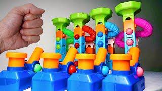 Pop Tube Marble Run Race ASMR # 1  Push Till You Pop  Creative Healing Sound Simple Machine Build