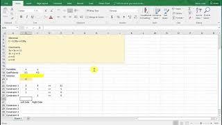 Excel - Linear Programming (Minimize Cost)