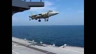 Rare video of Sea Harrier Aircraft of Indian Navy vertical landing on INS Viraat.