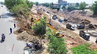 Professional Canal Building Going So Fast Expertise Construction Management Excavator, Truck Dozer