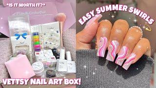 VETTSY SUMMER NAIL ART SUBSCRIPTION BOX | EASY GEL X APPLICATION | BEGINNER SWIRL NAIL ART