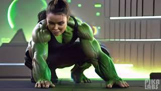 Rey Skywalker Female Muscle Growth | Ai Muscle Girl She hulk | muscle growth animation  | Star Wars