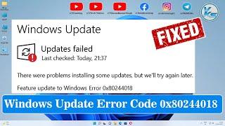  How To Fix Windows Update Error Code 0x80244018