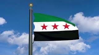 Flag of the Syrian revolution (moving clouds)