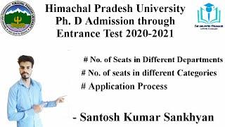 Himachal Pradesh University Ph D Admission Notice through Entrance Test for the session 2020-21 |HPU