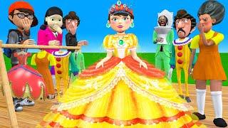 Scary Teacher 3D vs Squid Game Dressing and Design Princess Dress Squid Game Doll 5 Times Challenge