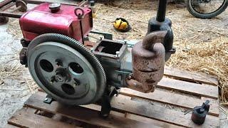 First Crank Start EVER Of 20HP Horizontal Single-Cylinder Diesel Engine