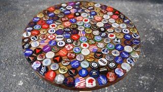 DIY Bottle Cap Table With Epoxy Resin