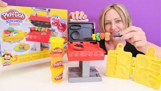 Çocuklar için yemek yapma oyunu. Play doh mangal seti açıyoruz. Oyun hamuru videoları