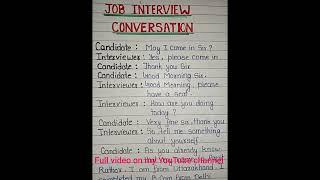 Job Interview Conversation||dialogue between interviewer and candidate||job Interview questions||