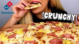 CRUNCHY THIN CRUST DOMINOS PIZZA ASMR MUKBANG (NO TALKING)