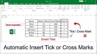 How to Insert Tick and Cross Mark in excel | Smart Trick |