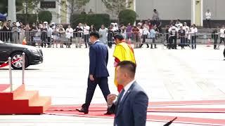 His Majesty and Her Majesty received by President of Mongolia with honour guard ceremony