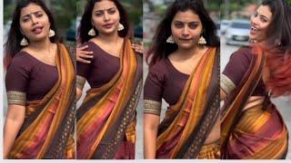 Mallu Tamil Actress Ineya Hot Navel Slip Dance | Actress Vertical Edit