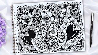 How to draw florals Zentangle Art  Florals Zentangle For Beginners