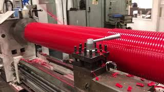 Machining/Turning a Redco Urethane Roller at Redwood Plastics and Rubber