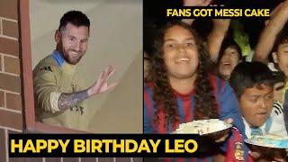 MESSI humble reaction on fans singing his birthday by giving them his cake | Football News Today