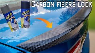 How to Create carbon fiber look with plasti dip/How to use Plasti dip on your car/Painting spoiler