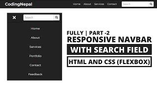 Responsive Navbar with Search Box in HTML CSS | CodingNepal