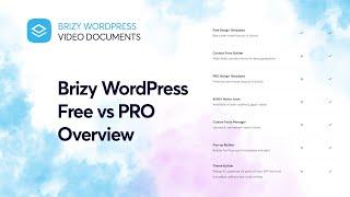 Overview of Brizy FREE and PRO differences for WordPress | Brizy Video Documentation