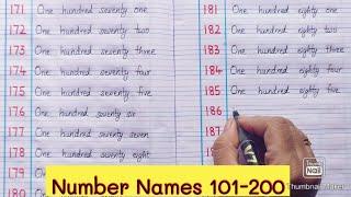 Writing Number Names 101-200 || Learn writing Number Names|| 101-200