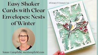 Easy Shaker Cards with Clear Envelopes: Nests of Winter