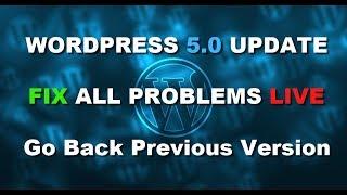 WORDPRESS 5.0 UPDATE FIX ALL PROBLEMS | Go Back Previous Version of WordPress