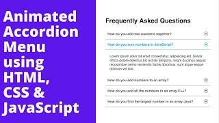 Create Simple Accordion Menu using HTML, CSS & JavaScript
