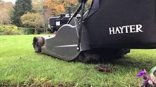 Cutting a large lawn with a rotary mower.