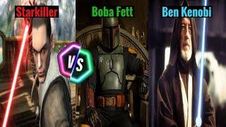 Star Wars The Force Unleashed - Starkiller Vs Boba Fett & Ben Kenobi