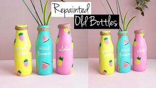 Glass Bottle Painting | Old Bottle Reuse Idea | Bottle Decoration Ideas | Glass Bottle Art