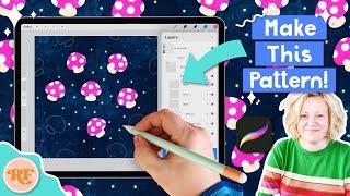 Easy Mushroom Pattern In Procreate using a Diamond Repeat