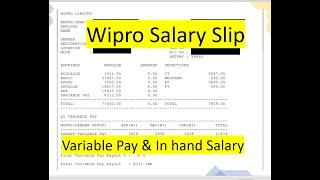 #wipro #salary | Wipro Salary Slip structure | Variable pay | 9.5 Lakhs CTC