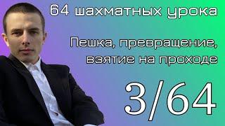 Урок 3. Пешка, превращение, взятие на проходе. 64 шахматных урока