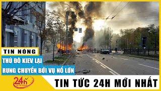 Trưa 17/10 Thủ đô Kiev tiếp tục nổ lớn nghi máy bay không người lái Shahed tấn công | TV24h