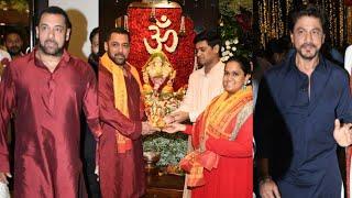 Superstar's Salman Khan & Shahrukh Khan at Cm Eknath Shinde's Varsha Bunglow for Ganesh Darshan 