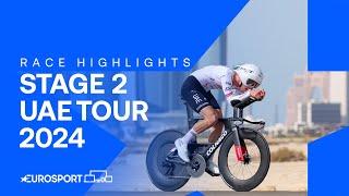 TIME TRIAL DOMINANCE ⏱️ | Stage 2 Highlights UAE Tour 2024 | Eurosport Cycling