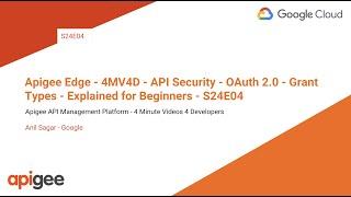 Apigee Edge - 4MV4D - API Security - OAuth 2.0 - Grant Types - Explained for Beginners - S24E04